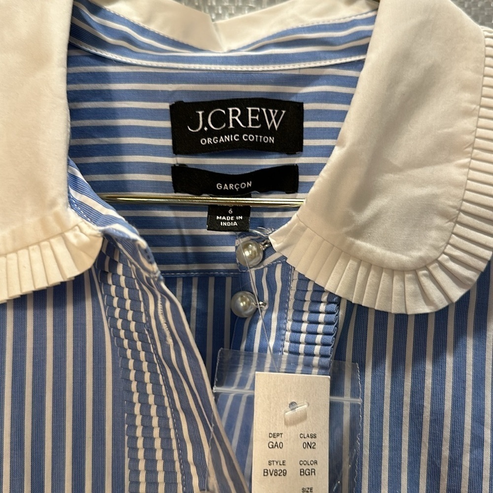 J crew Slight Cropped garçon shirt with pearl buttons in stripe Size 6 - Picture 5 of 15